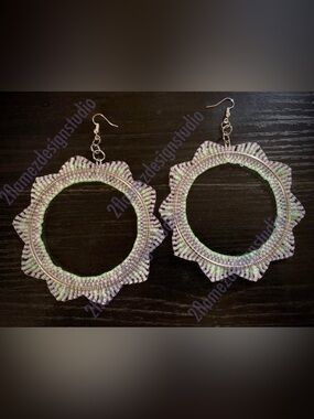 Glow-In-The-Dark Seed Bead Large Hoop Earrings